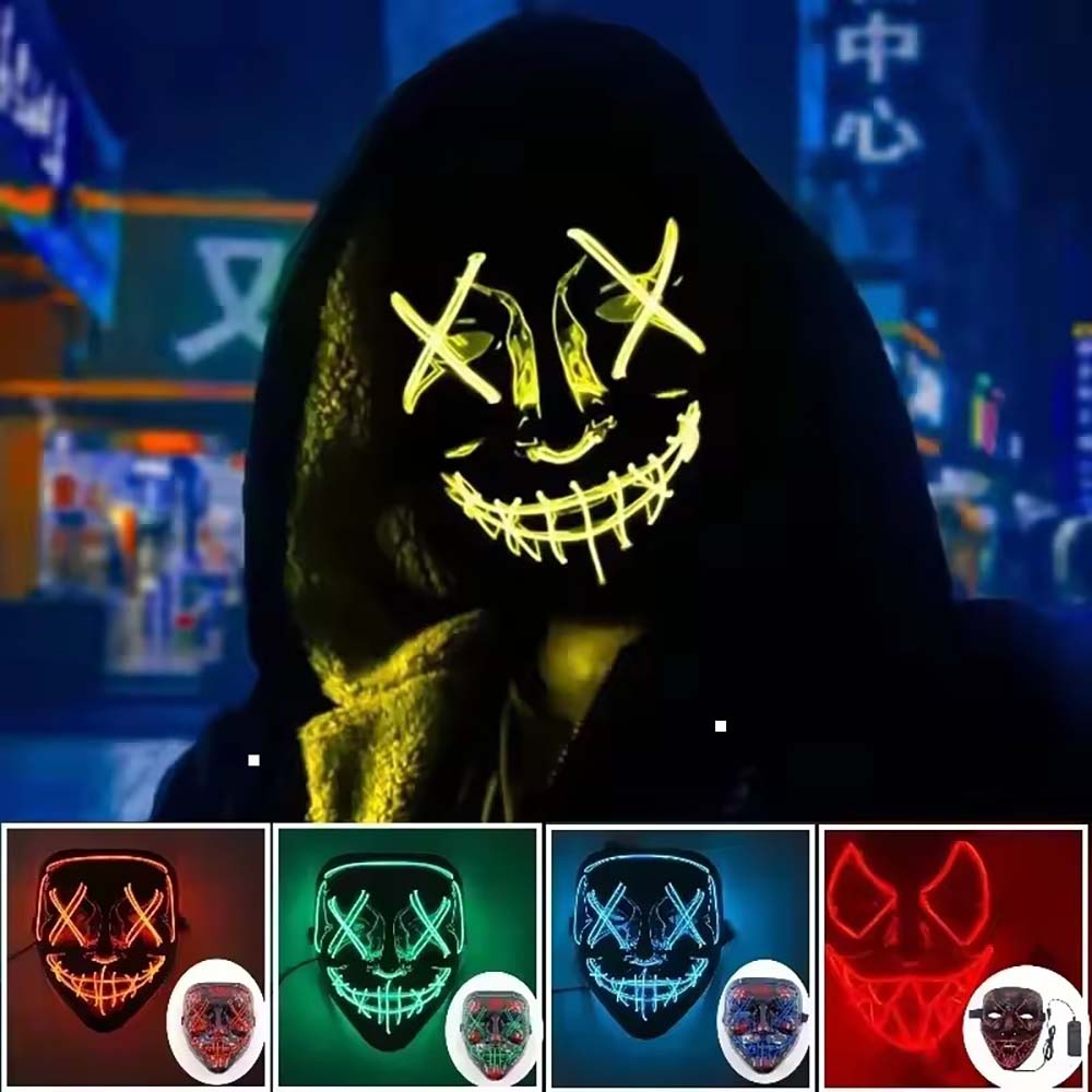 Led Purge Mask Halloween - Draadloos neon-led-masker dat in het donker