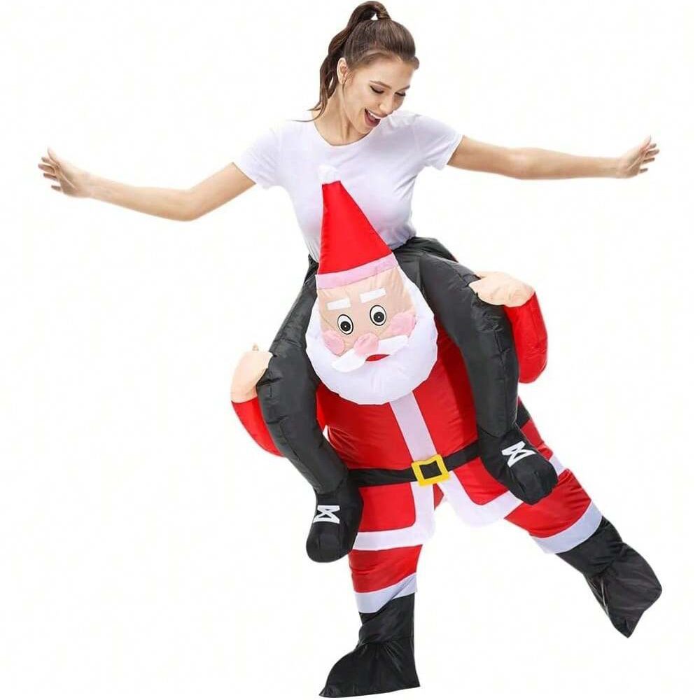 Costumes - Opblaasbaar kerstmanpak om op te rijden,