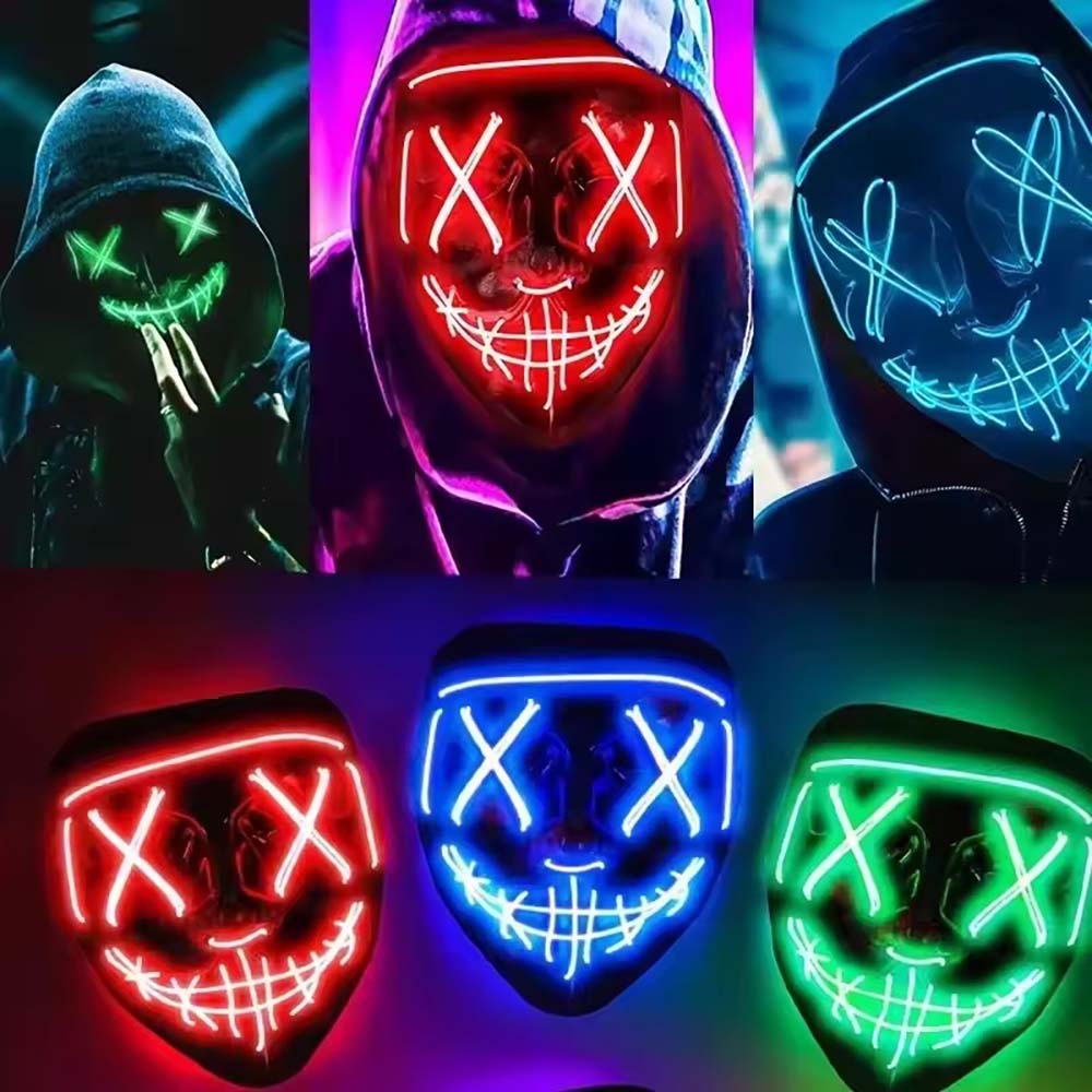 Draadloos neon-led-masker dat  - Led Purge Mask Halloween recensie en prijs