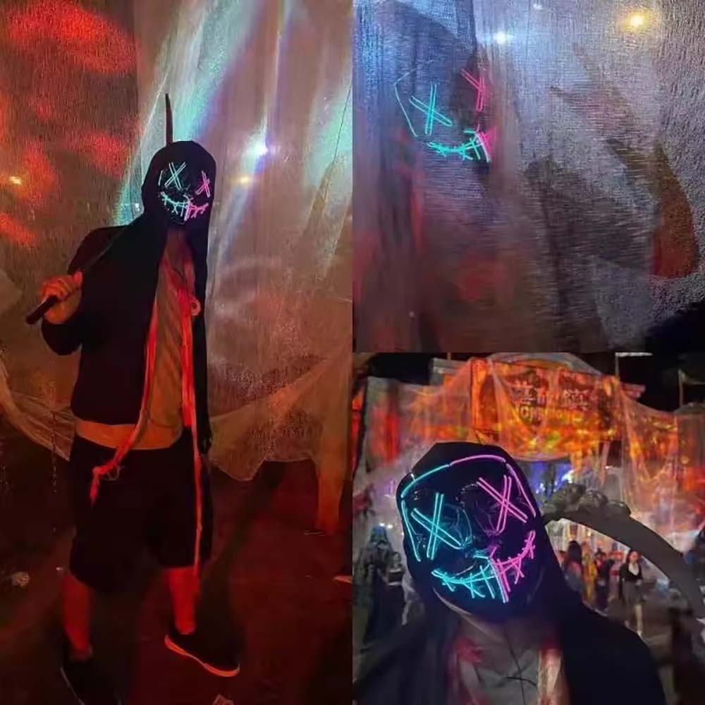 Draadloos neon-led-masker dat  - Led Purge Mask Halloween recensie en prijs